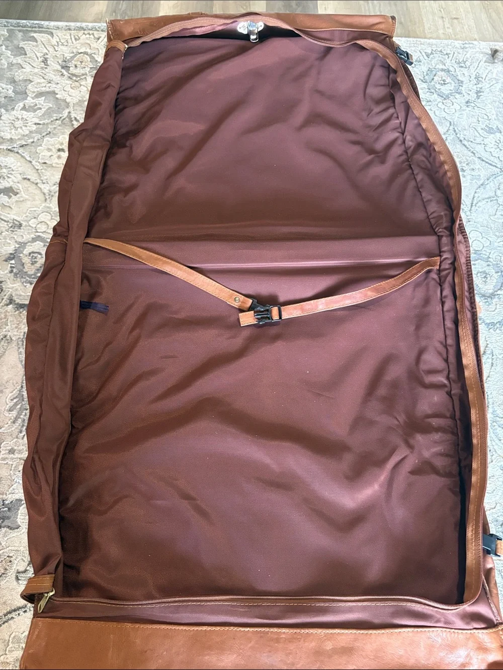 Leather Garment Bag - Brown Travel Organizer